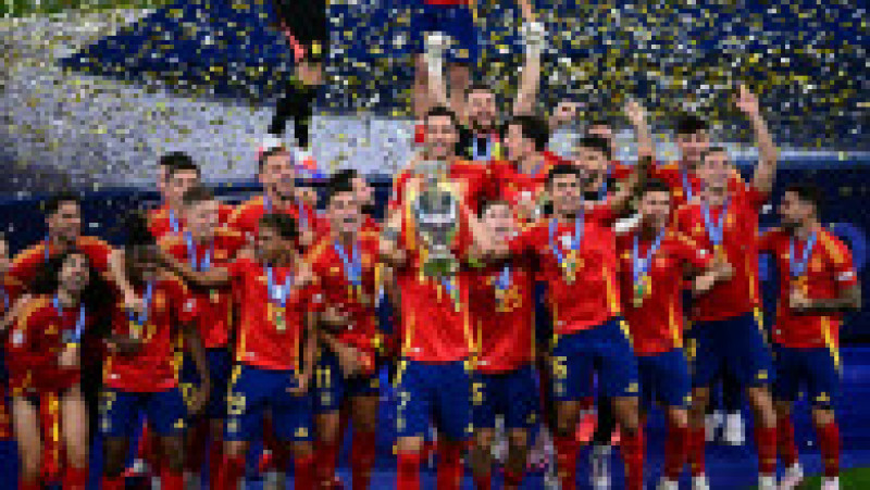 Selecţionata Spaniei a câştigat Campionatul European de fotbal - EURO 2024, duminică seara, pe Olympiastadion din Berlin, după ce a învins Anglia în finală, cu scorul de 2-1 (0-0). FOTO: Profimedia Images | Poza 20 din 23
